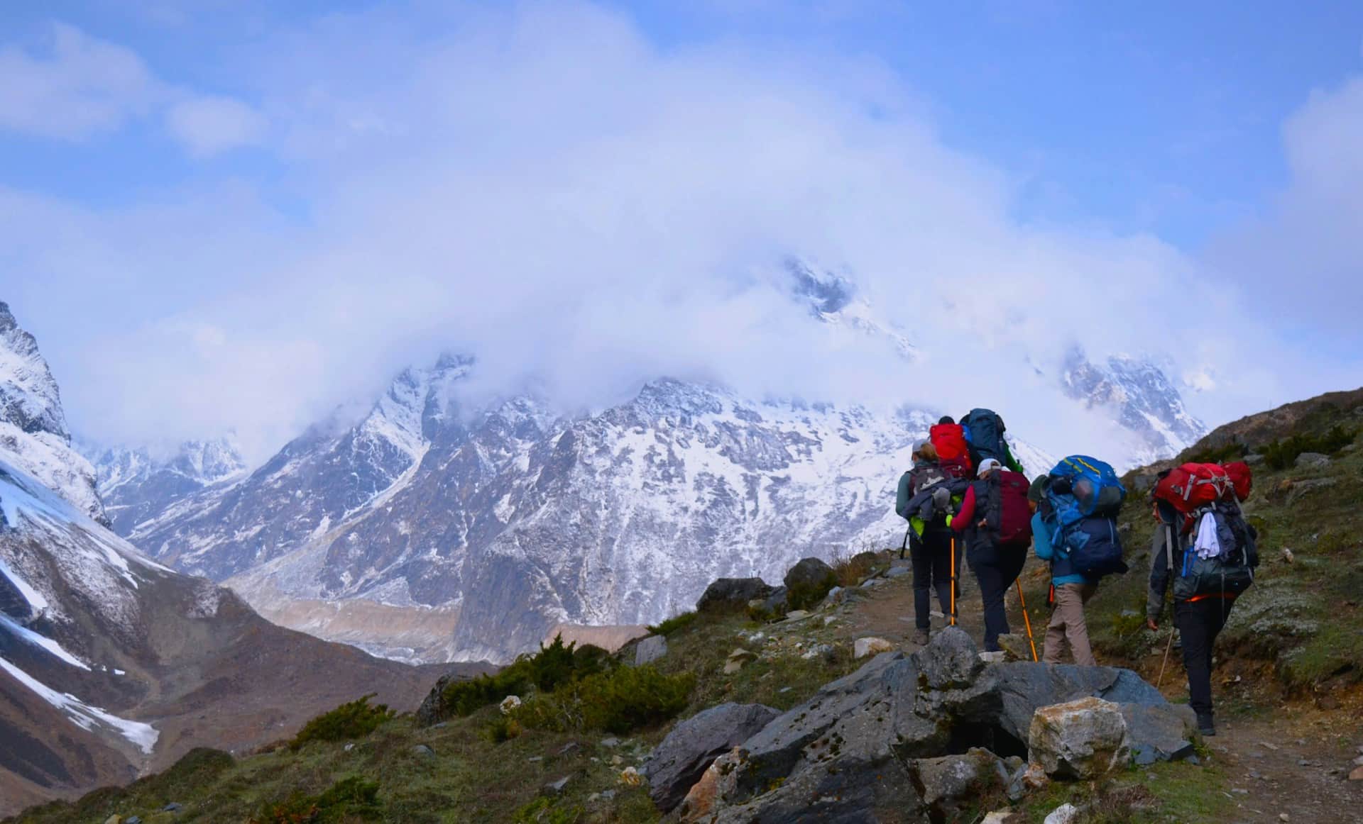 Manaslu Circuit Trek: A Group of Adventurers Navigating Stunning Trails